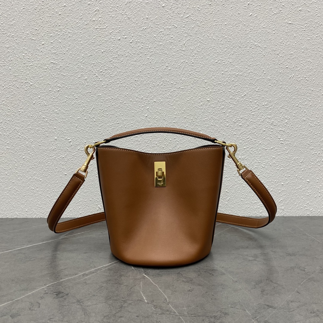 Celine Teen Bucket 16 Smooth Calfskin Handbag Shoulder Bag Tan 197573